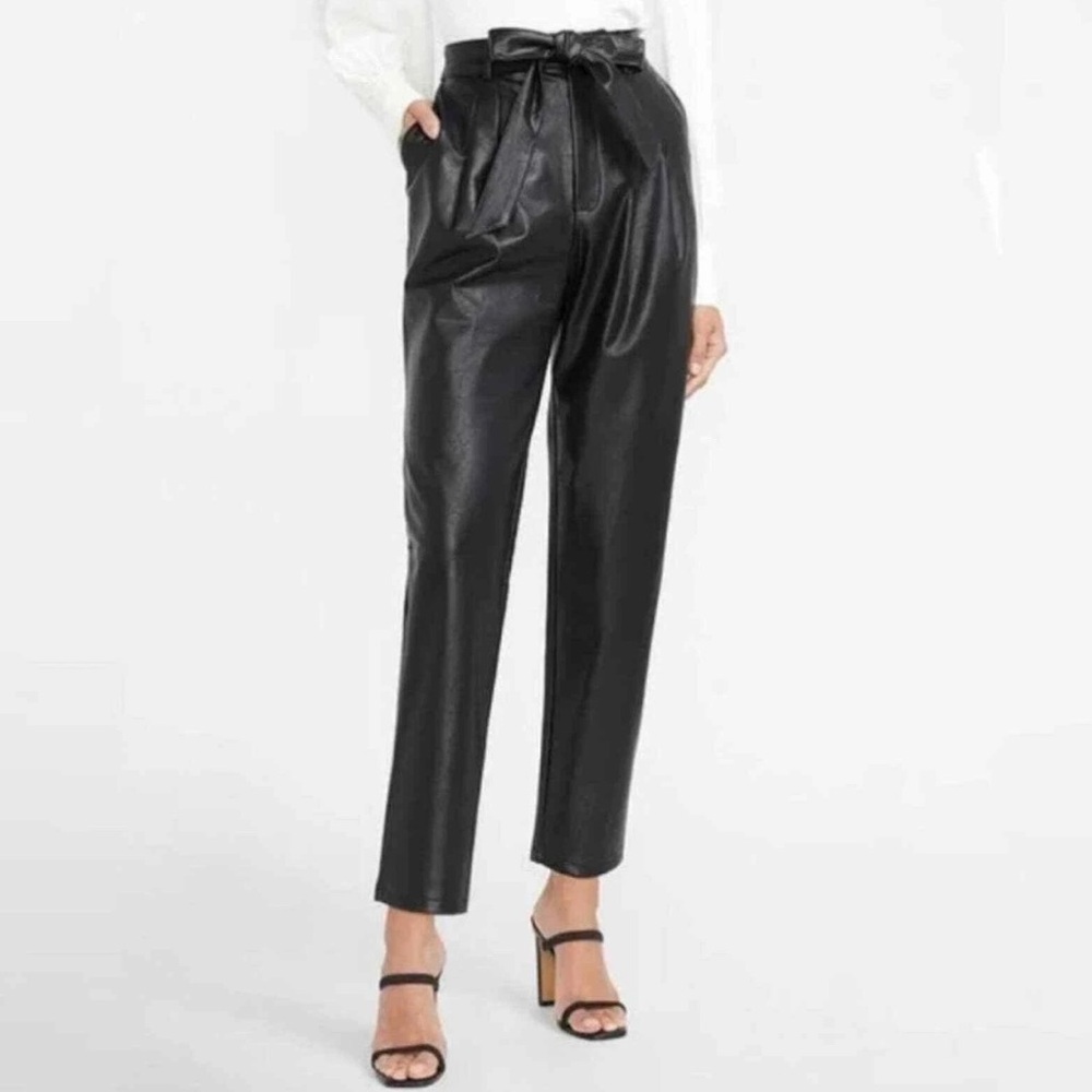 Express Vegan Leather High Waist Belted Pants Size XS